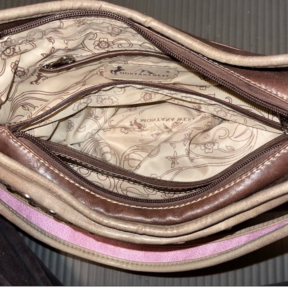 Vintage Montana West Brown Pink Tan Concealed Weapon Bag New Without Tags - Picture 15 of 17